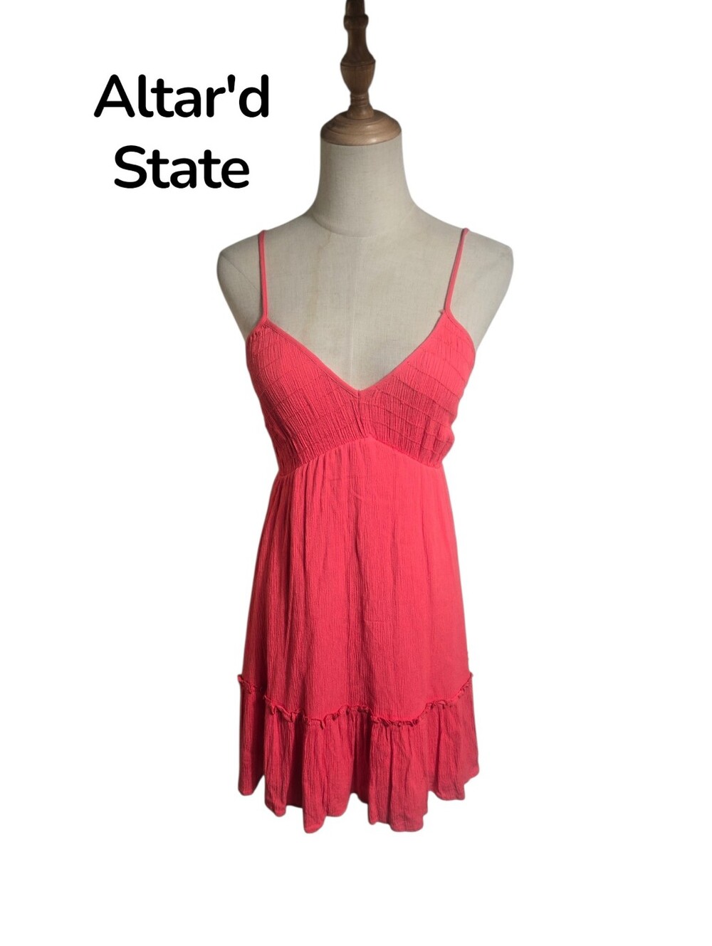 Altar'd State Coral Spaghetti Strap Mini Dress Sundress
